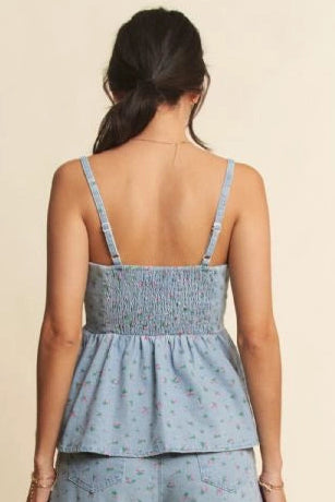 Denim Peplum Tank (S-3X)