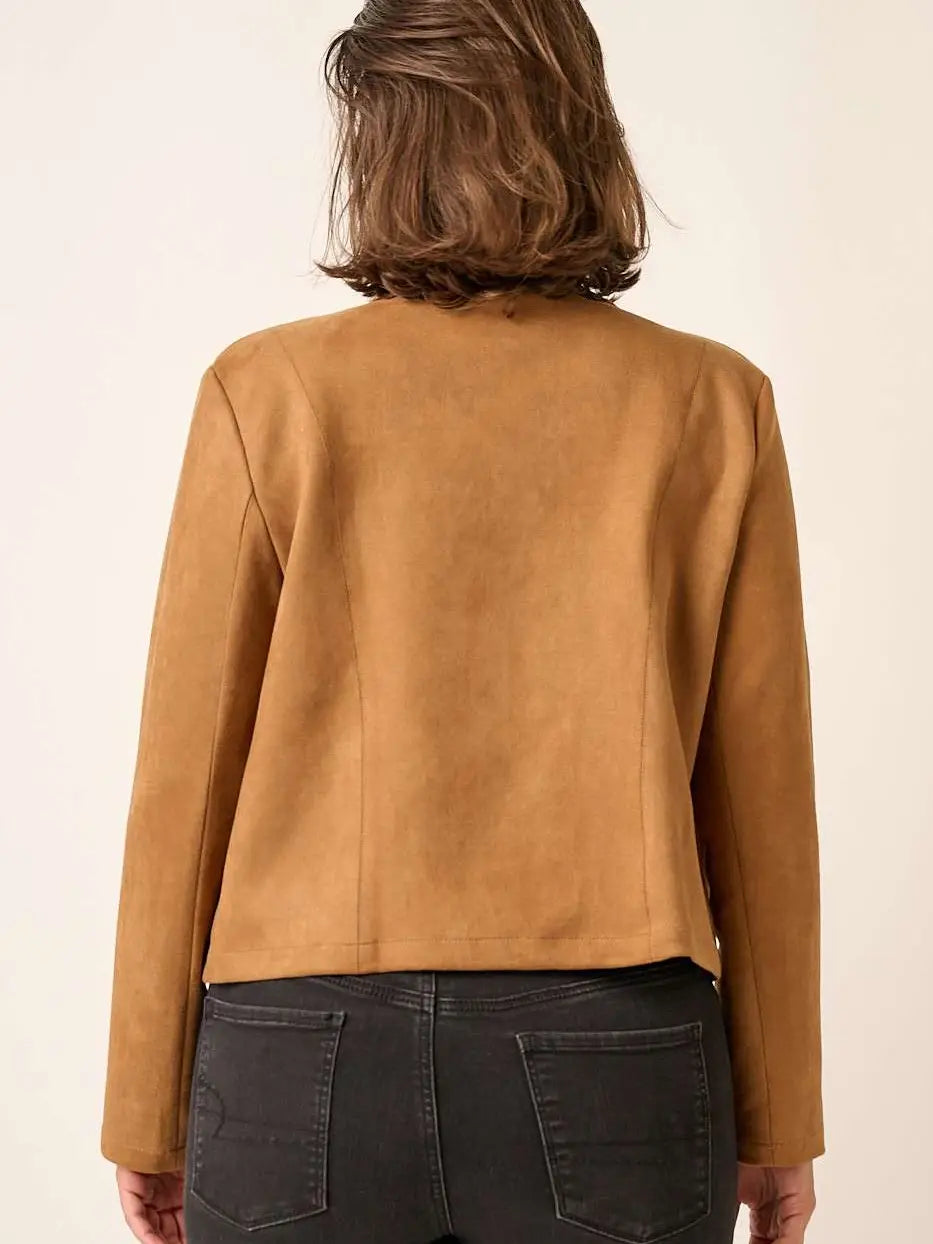 Faux Suede Moto Jacket (S-2X)