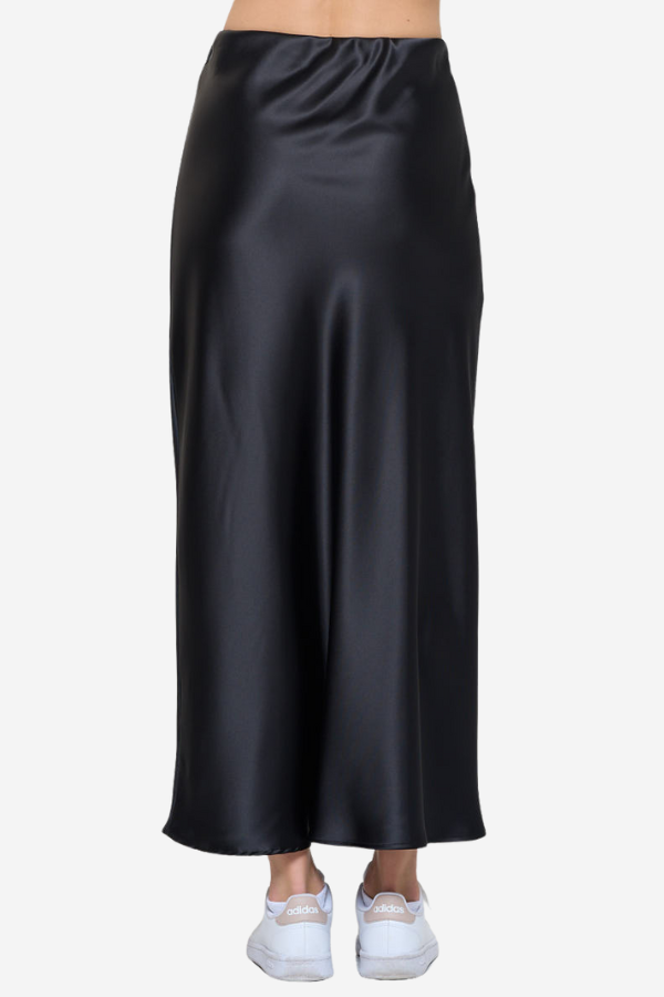 Black satin slip skirt