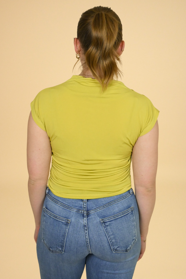 Chartreuse ruched top plus size
