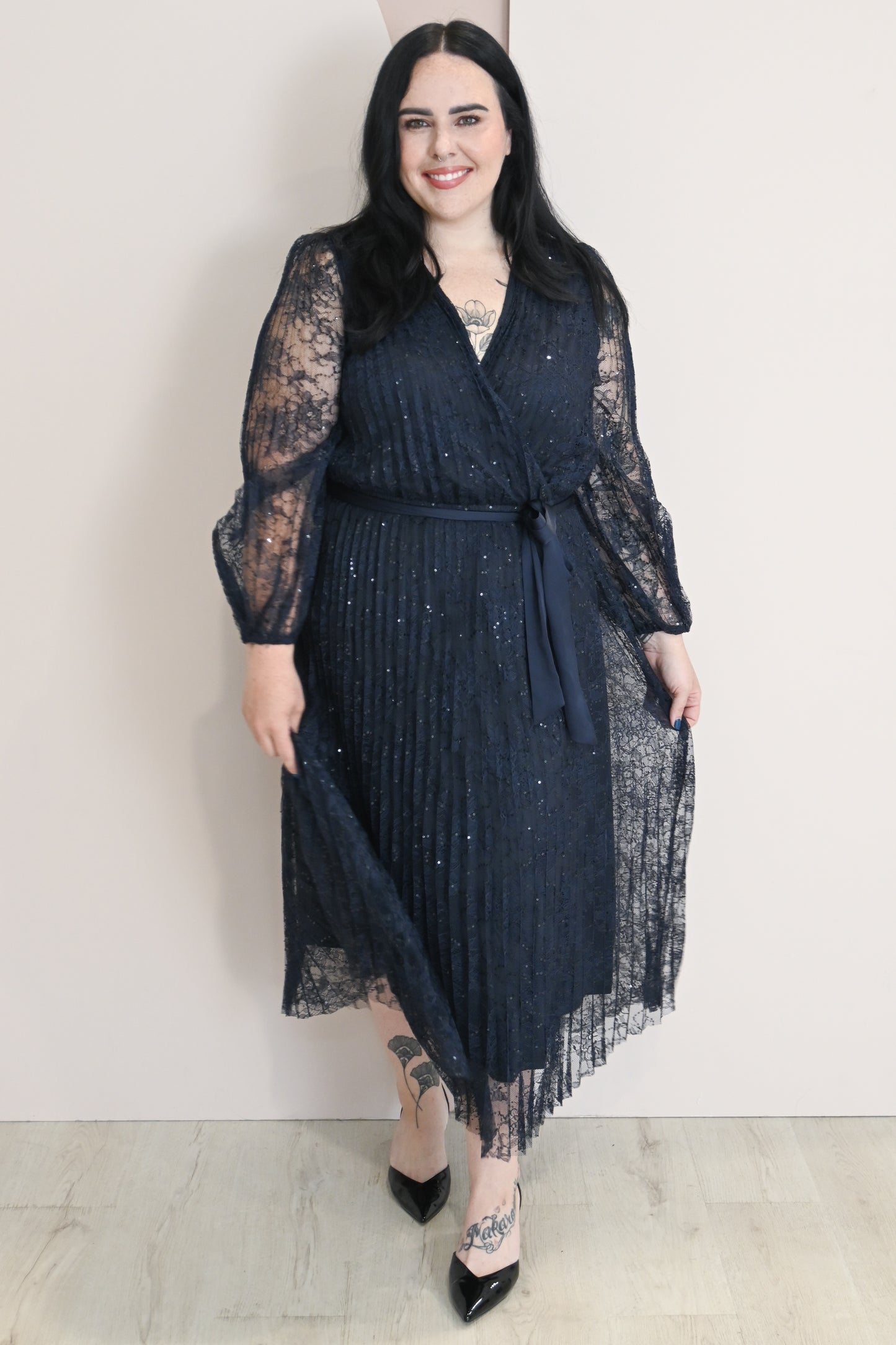 CURVE Lace Sequin Midi Dress