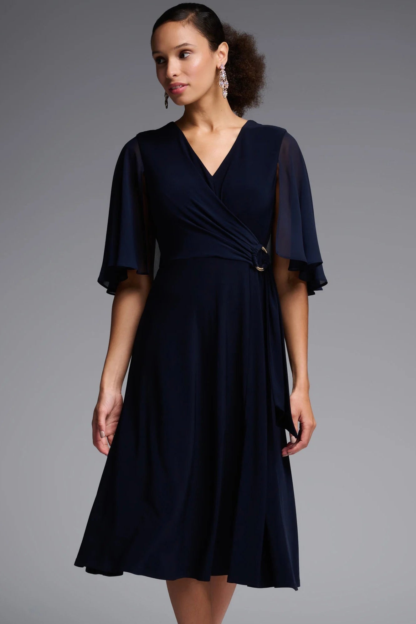 CURVE Silky Knit with Chiffon Sleeves