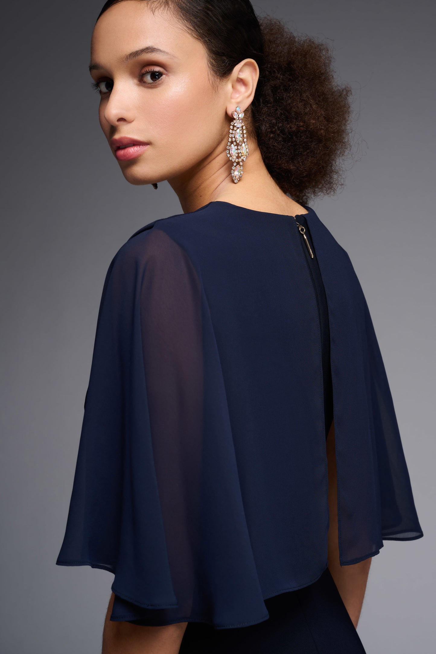 CURVE Silky Knit with Chiffon Sleeves
