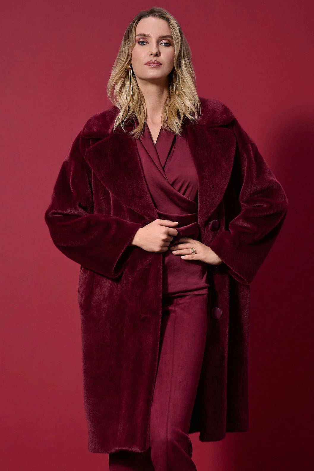 Wine Faux Fur Coat (S-XXL)