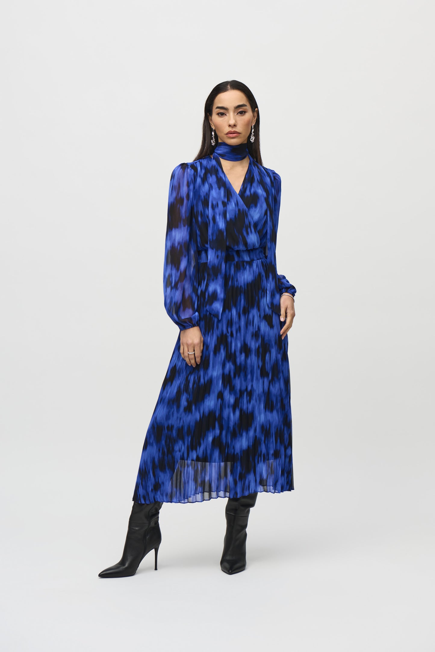Pleated Print Midi Dress (2-22)