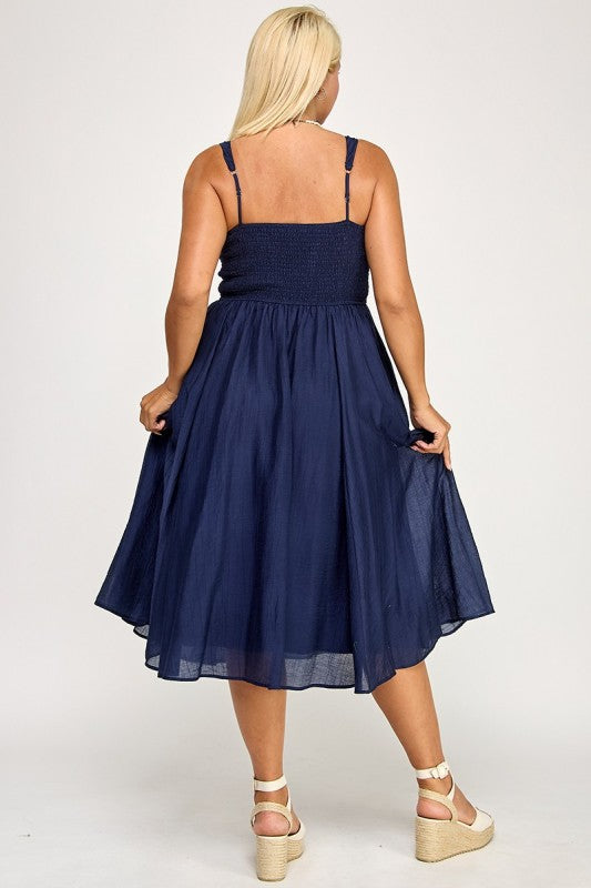 Square Neck Midi Dress (S-3X)