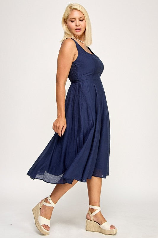 Square Neck Midi Dress (S-3X)