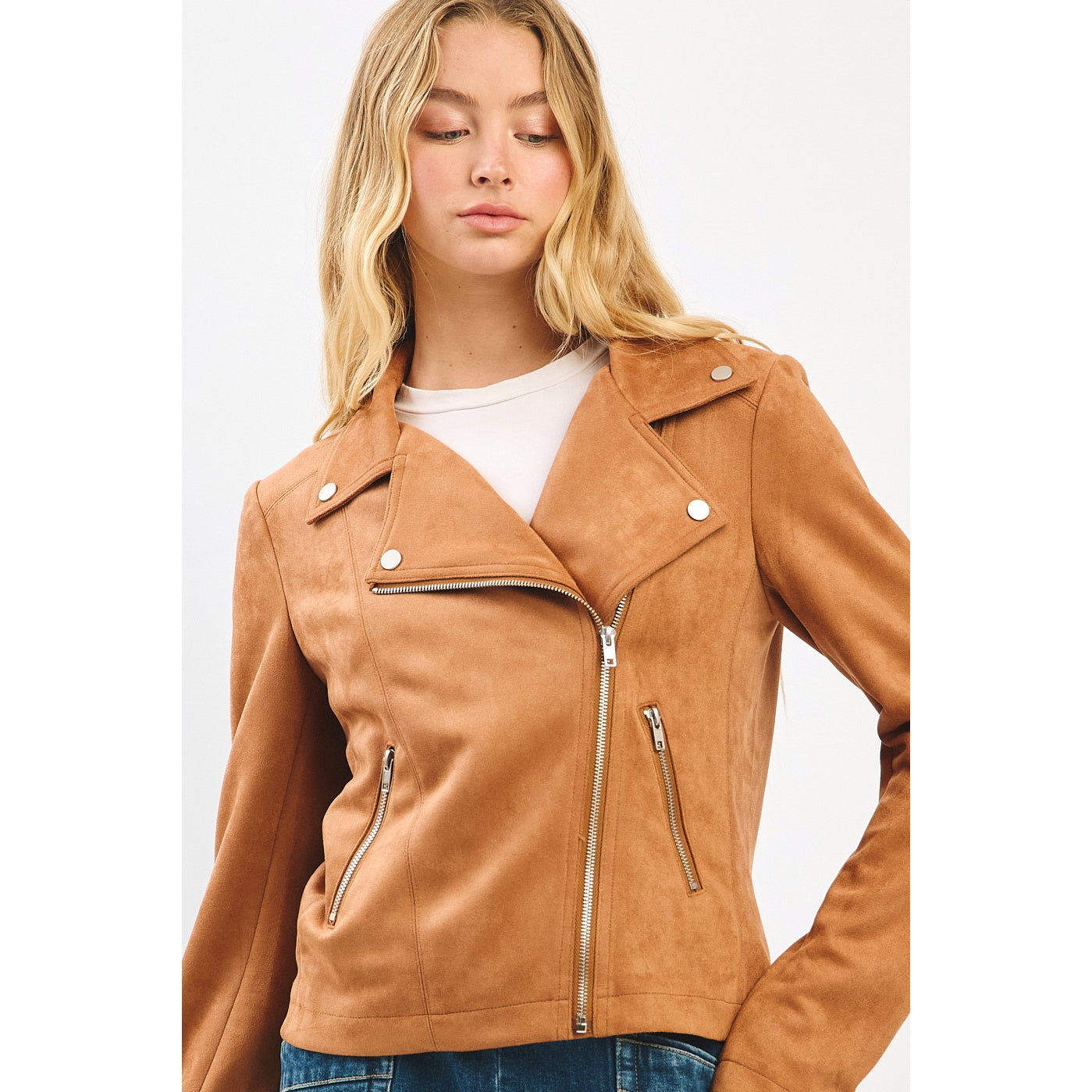 Faux Suede Moto Jacket (S-2X)