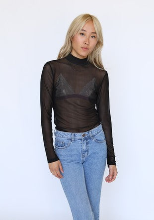 CURVE Mesh Mock Neck Top