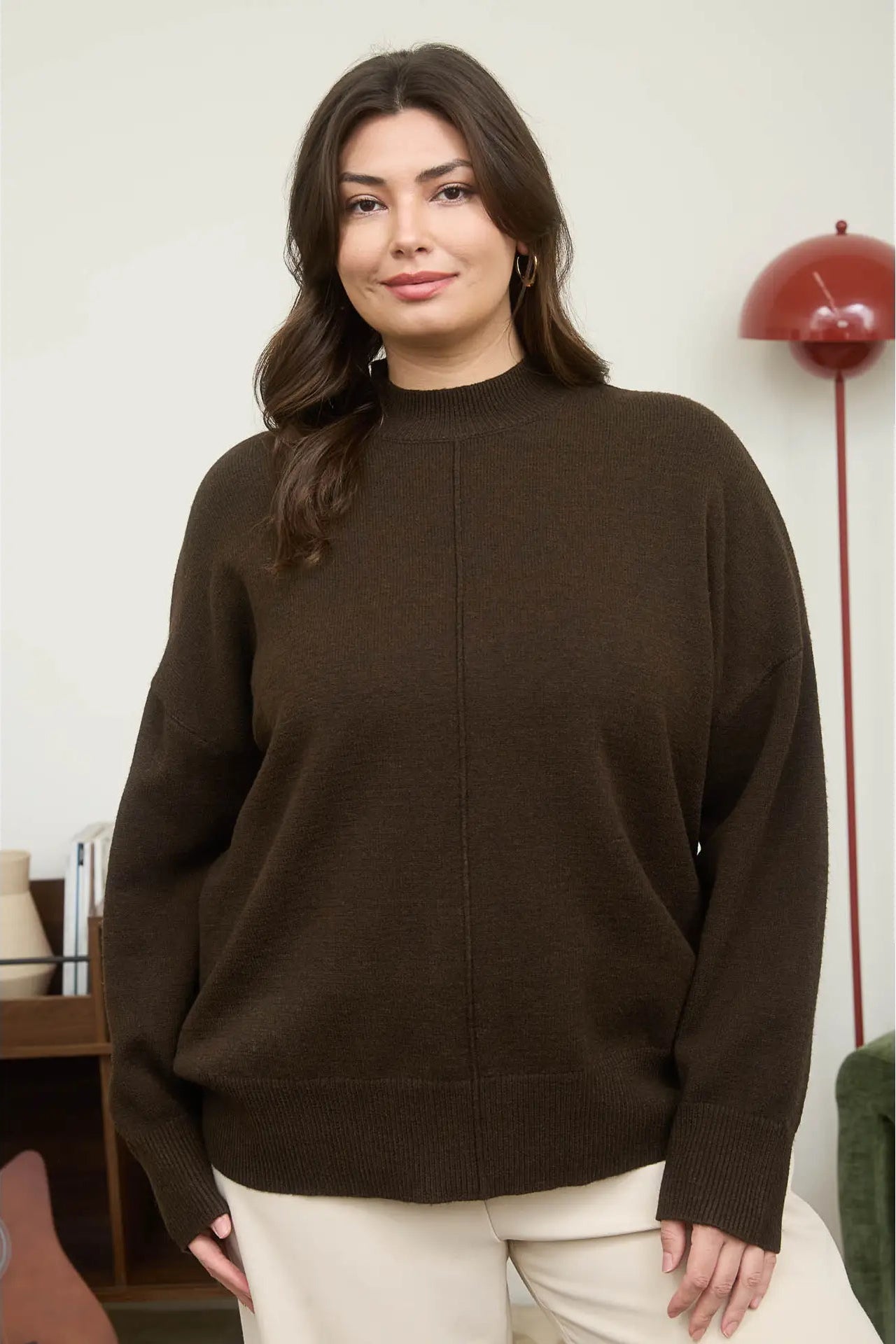 CURVE Chocolate Mock Neck Sweater