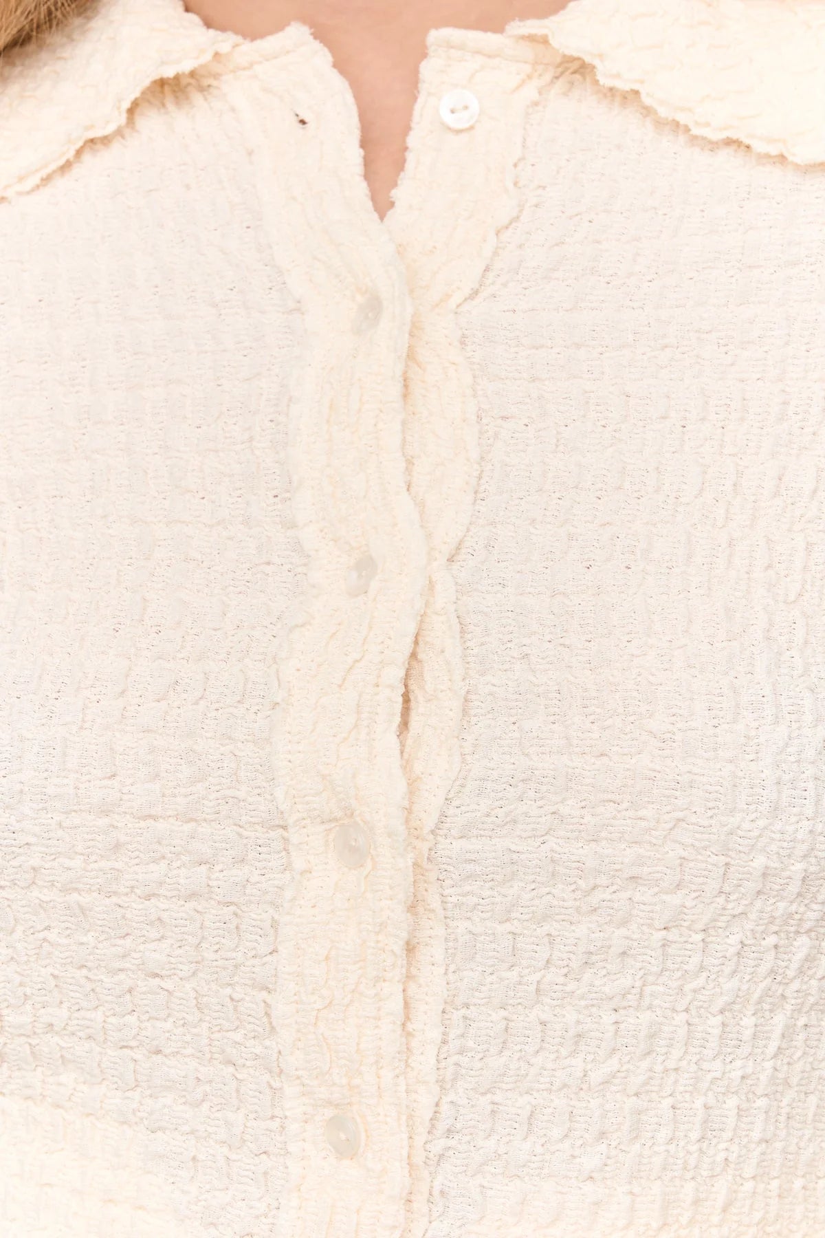 Popcorn Knit Button Up