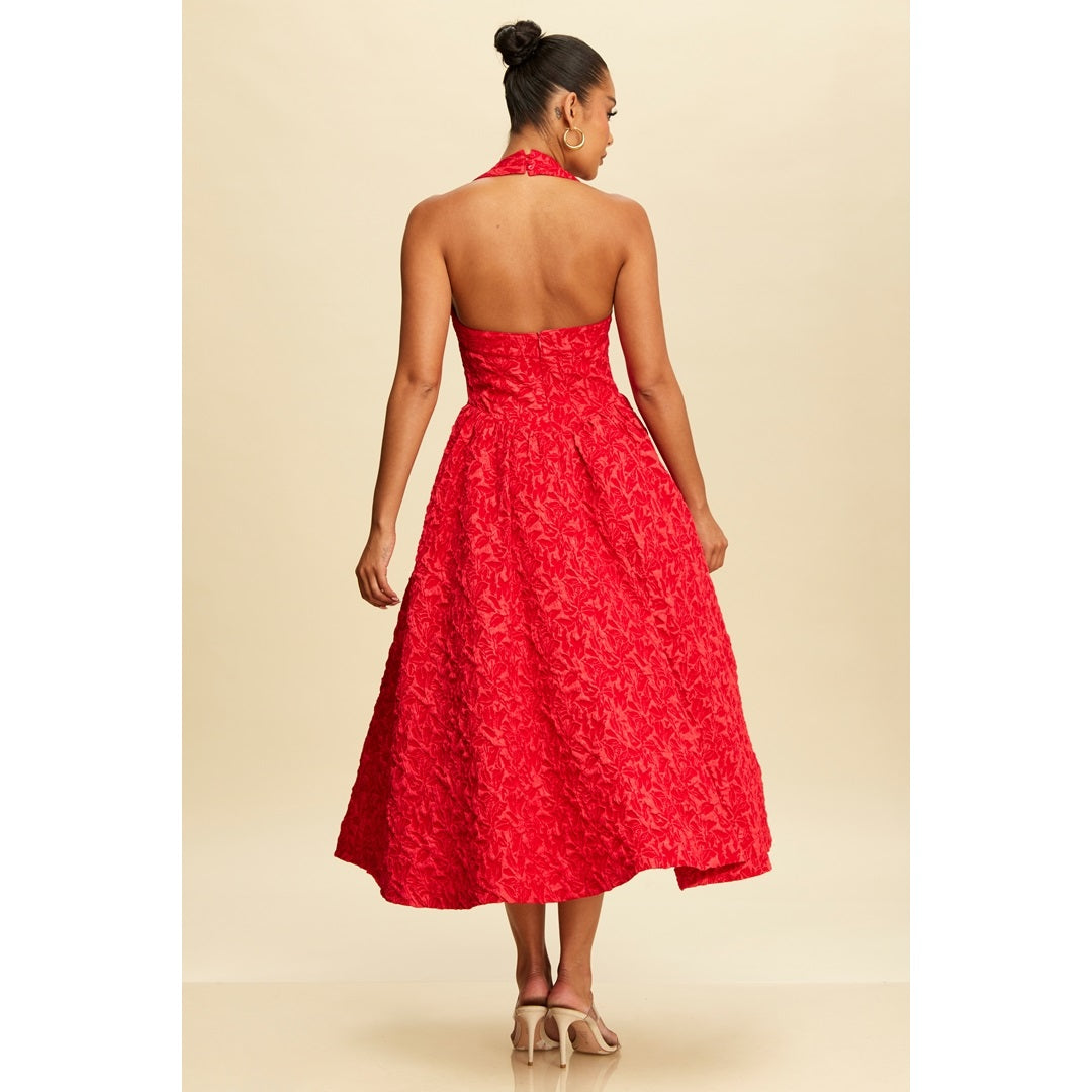 Jacquard Halter Midi Dress