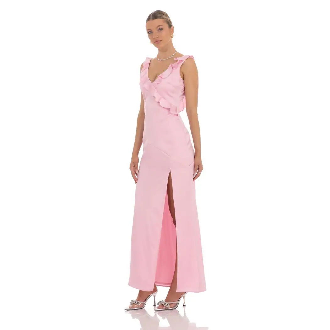Ruffle V-neck Maxi Dress