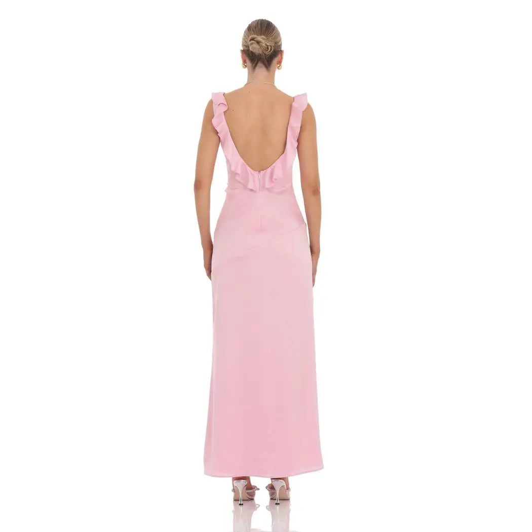 Ruffle V-neck Maxi Dress