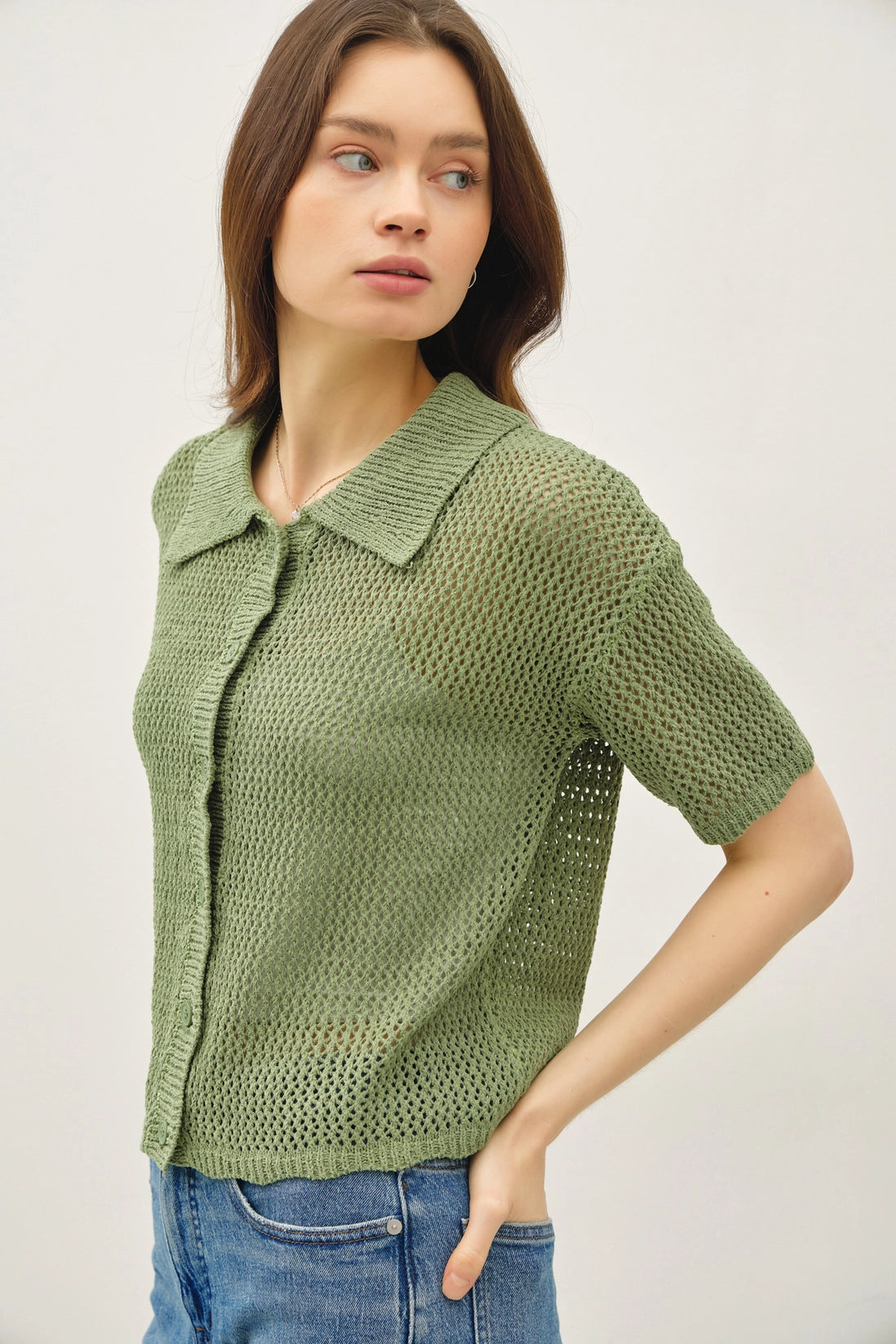 Crochet Knit SS Top
