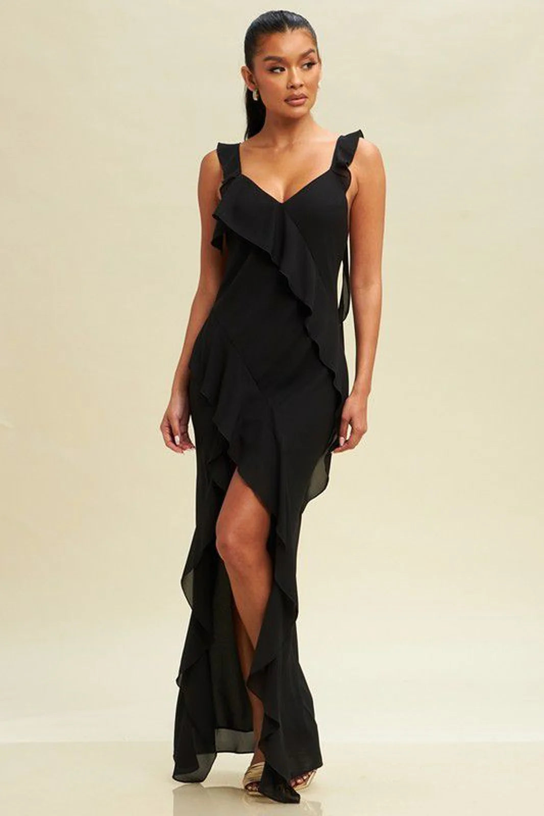 Chiffon Ruffle Maxi Dress