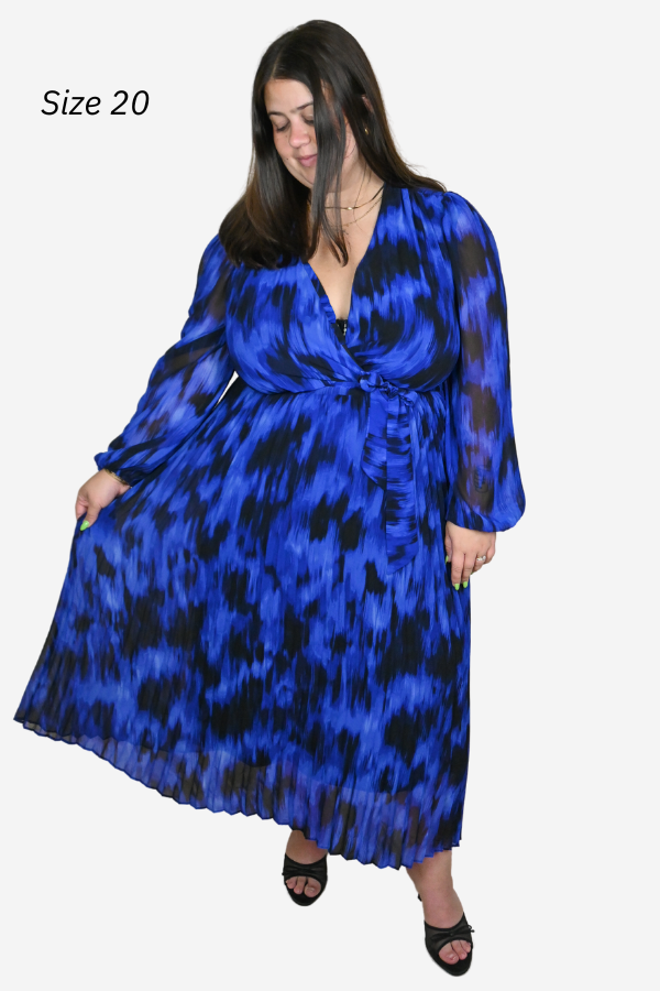 Pleated Print Midi Dress (2-22)