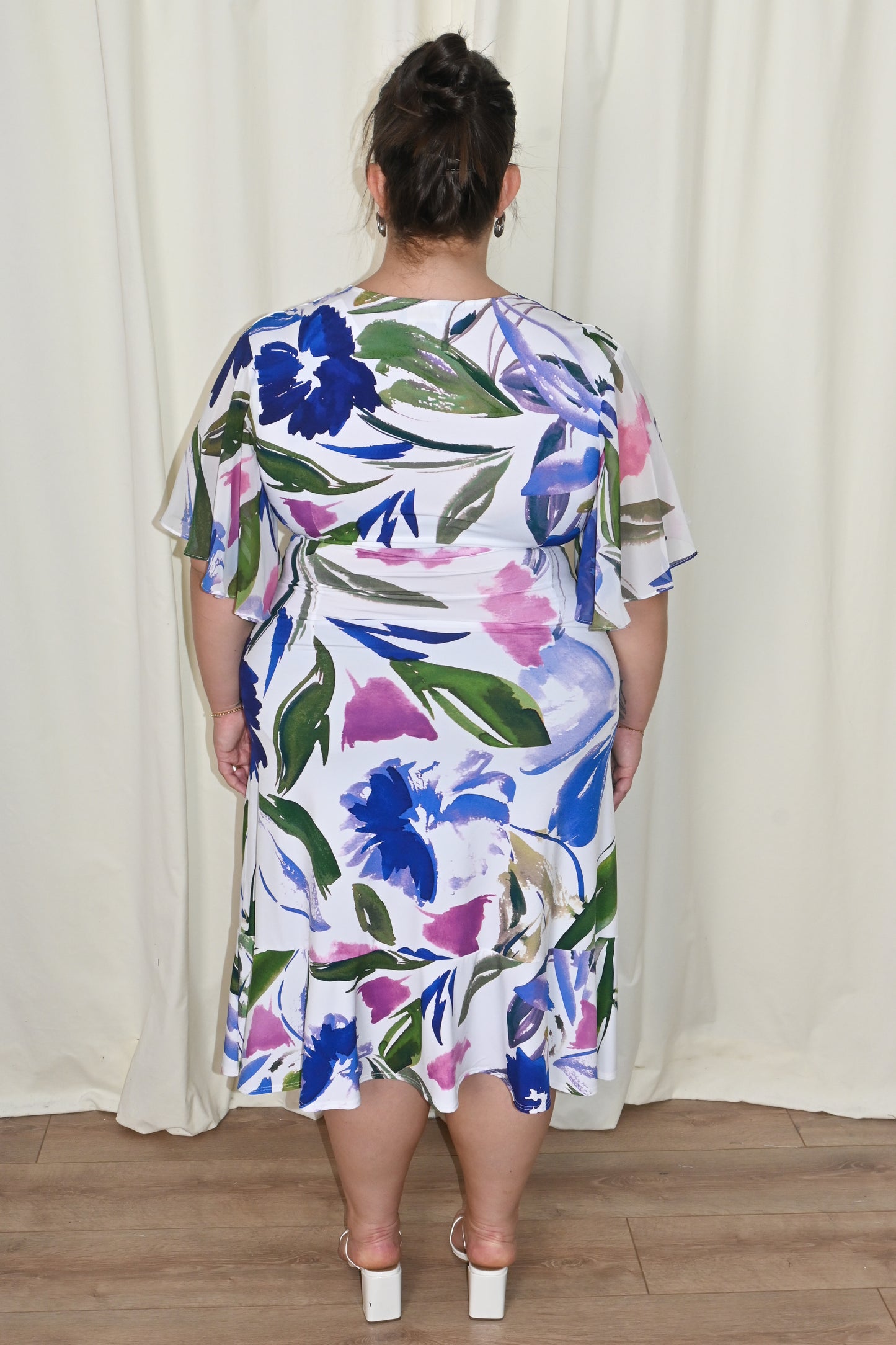 CURVE Chiffon Flowy Faux Wrap Dress