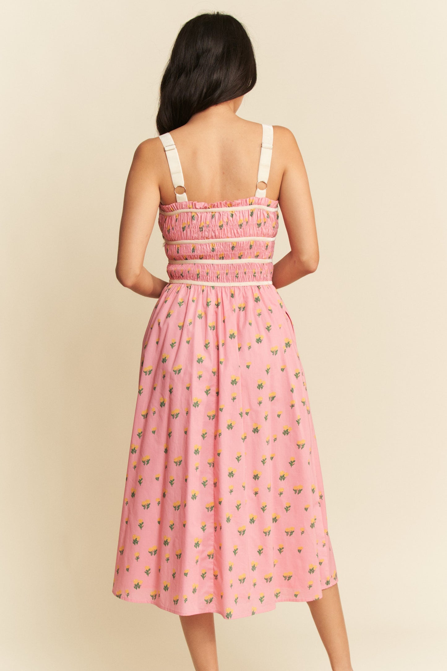 Floral Midi Dress with Velvet Trim (S-3X)
