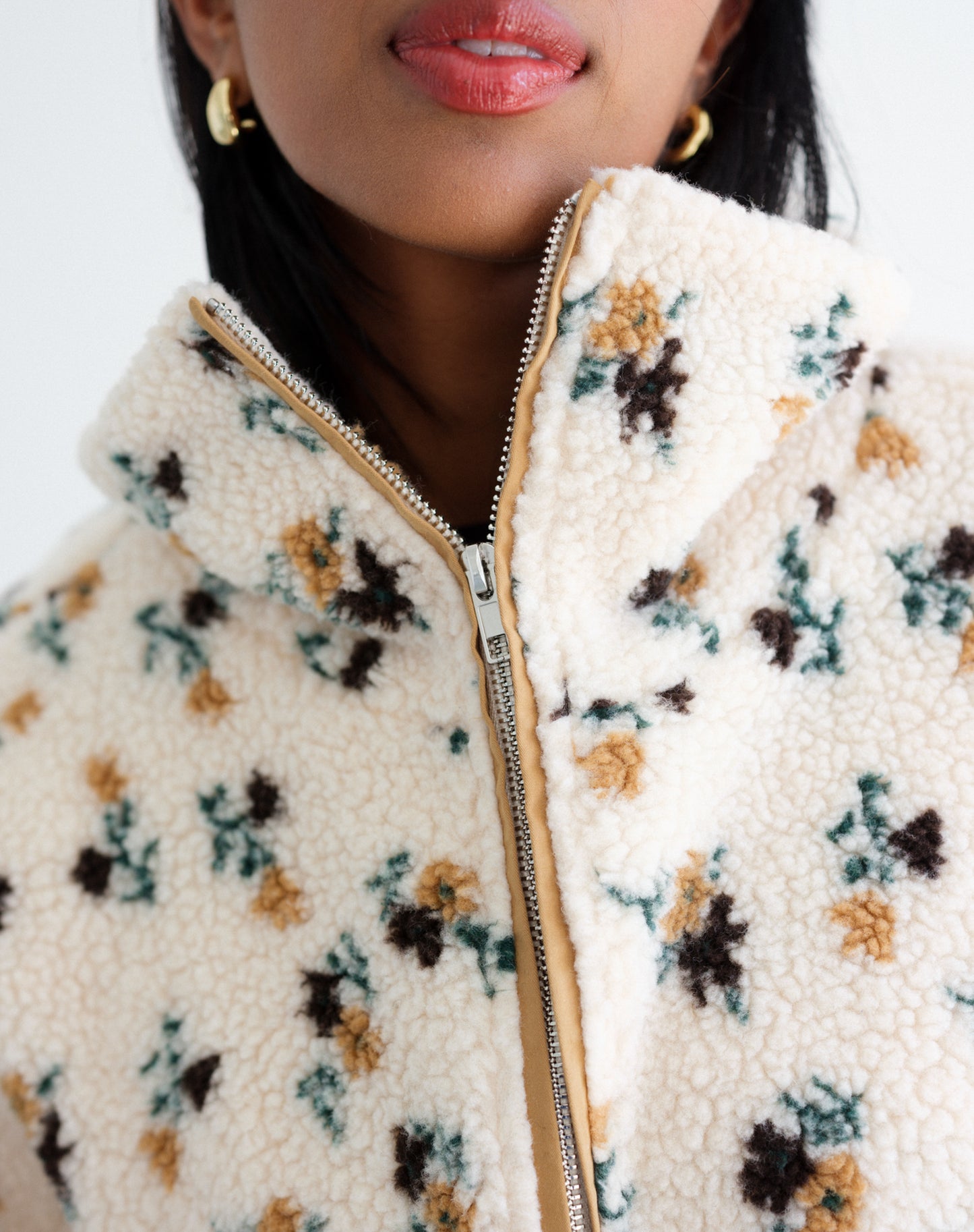 Floral Sherpa Jacket (S-3X)