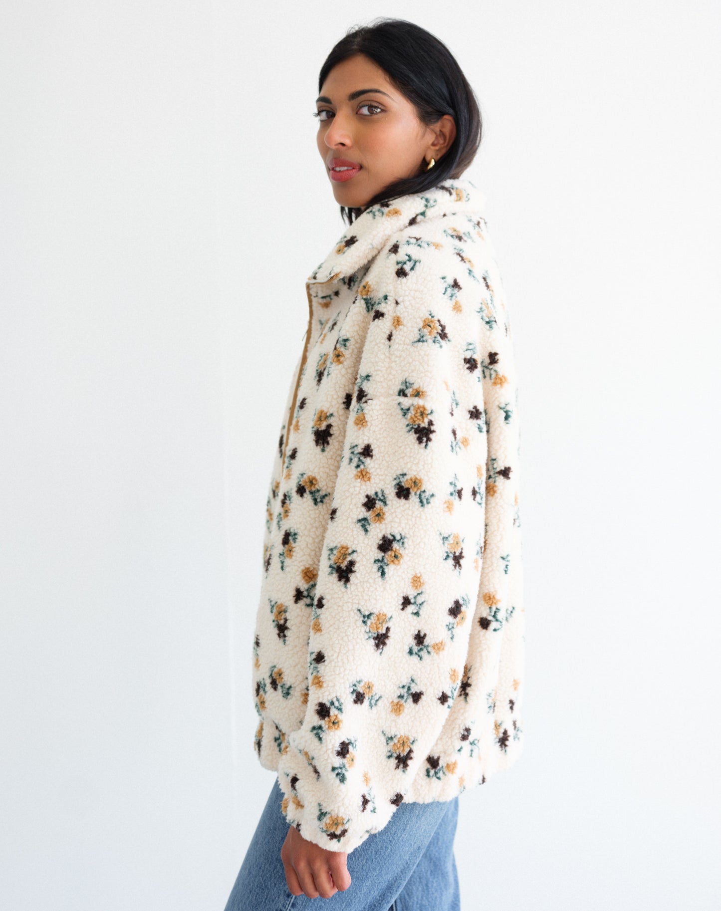 Floral Sherpa Jacket (S-3X)