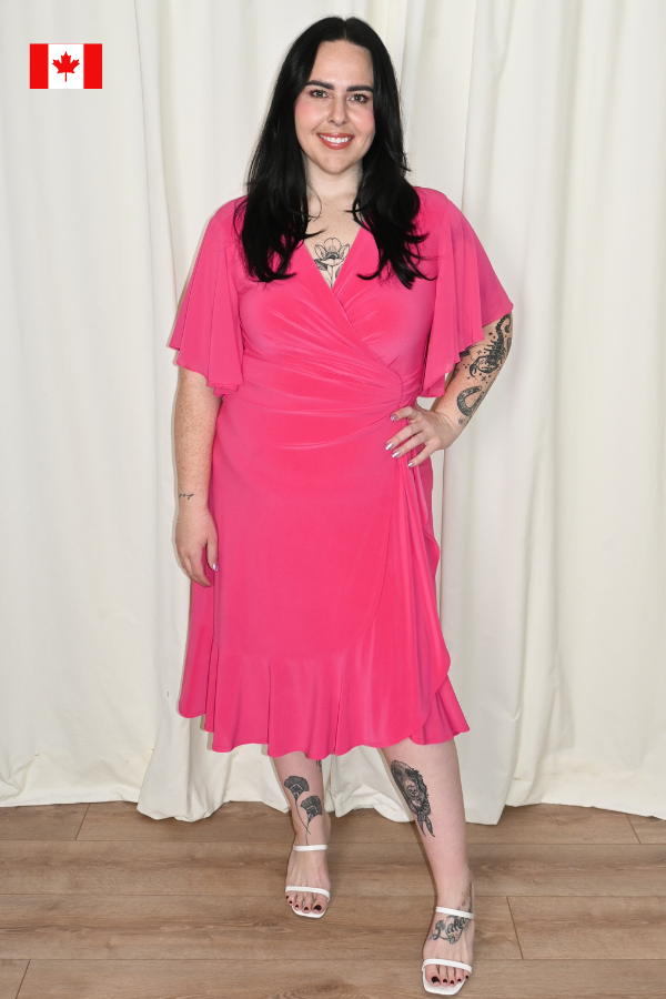 CURVE Chiffon Flowy Faux Wrap Dress