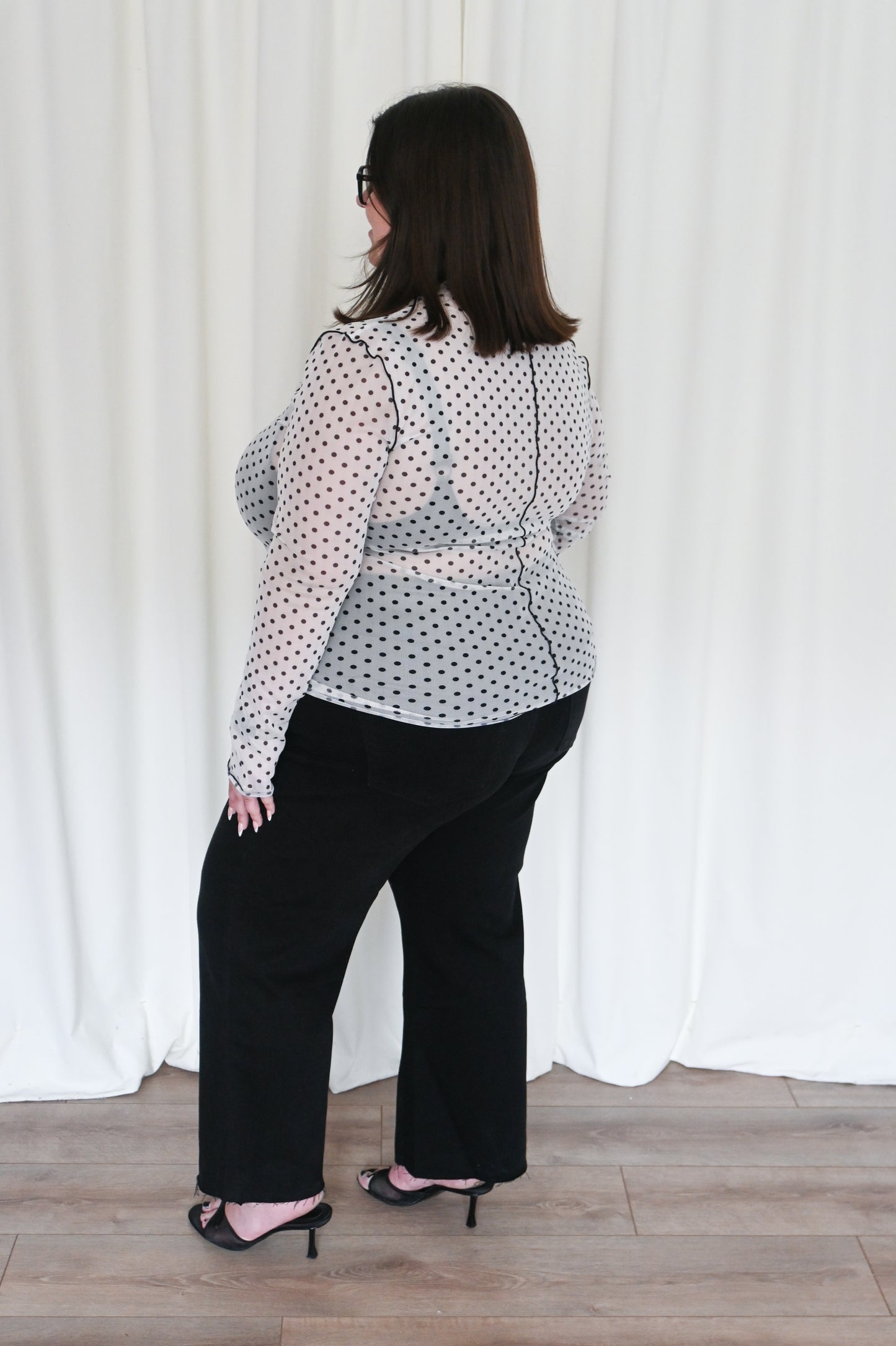 Plus size sheer polka dot top ODDI