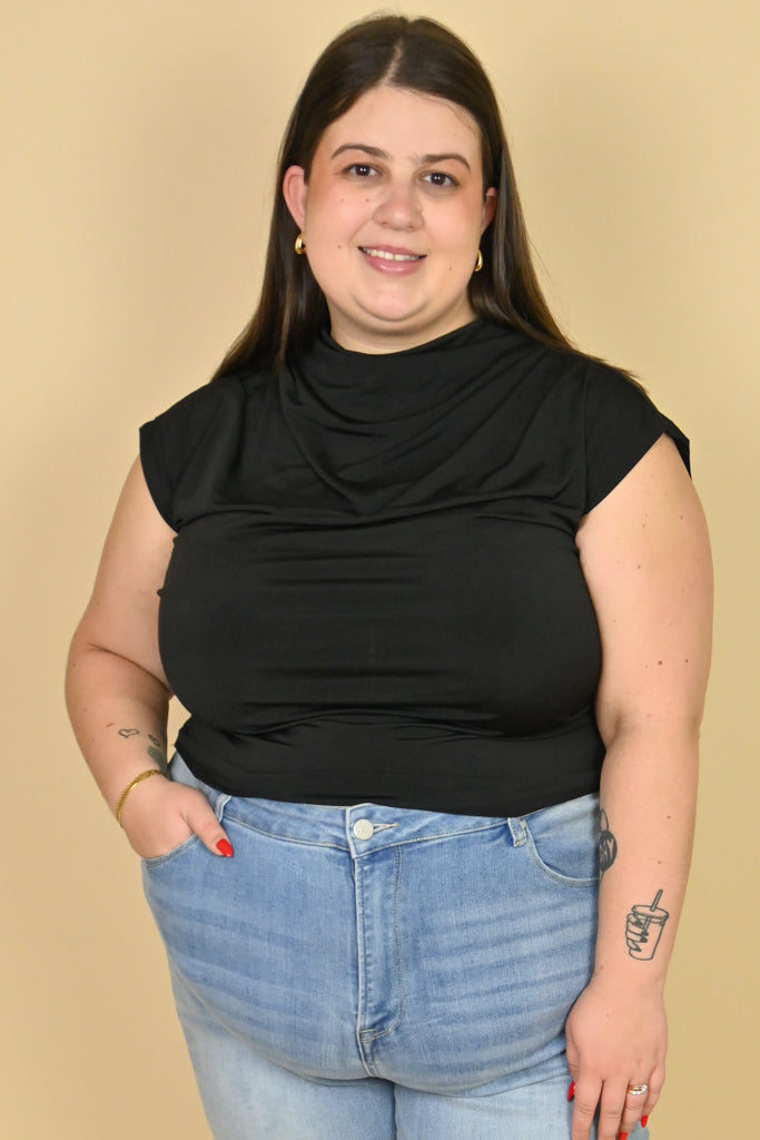 Ruched Cap Sleeve Top (S-3X)