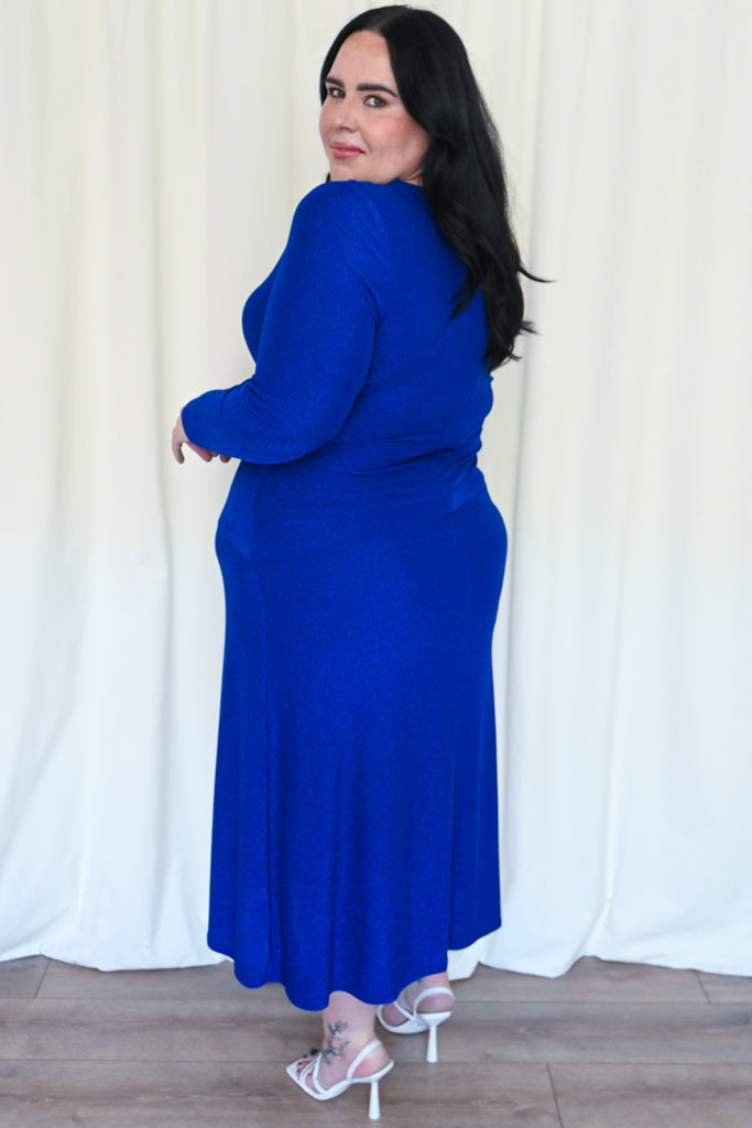 CURVE Shimmer Long Sleeve Midi Dress