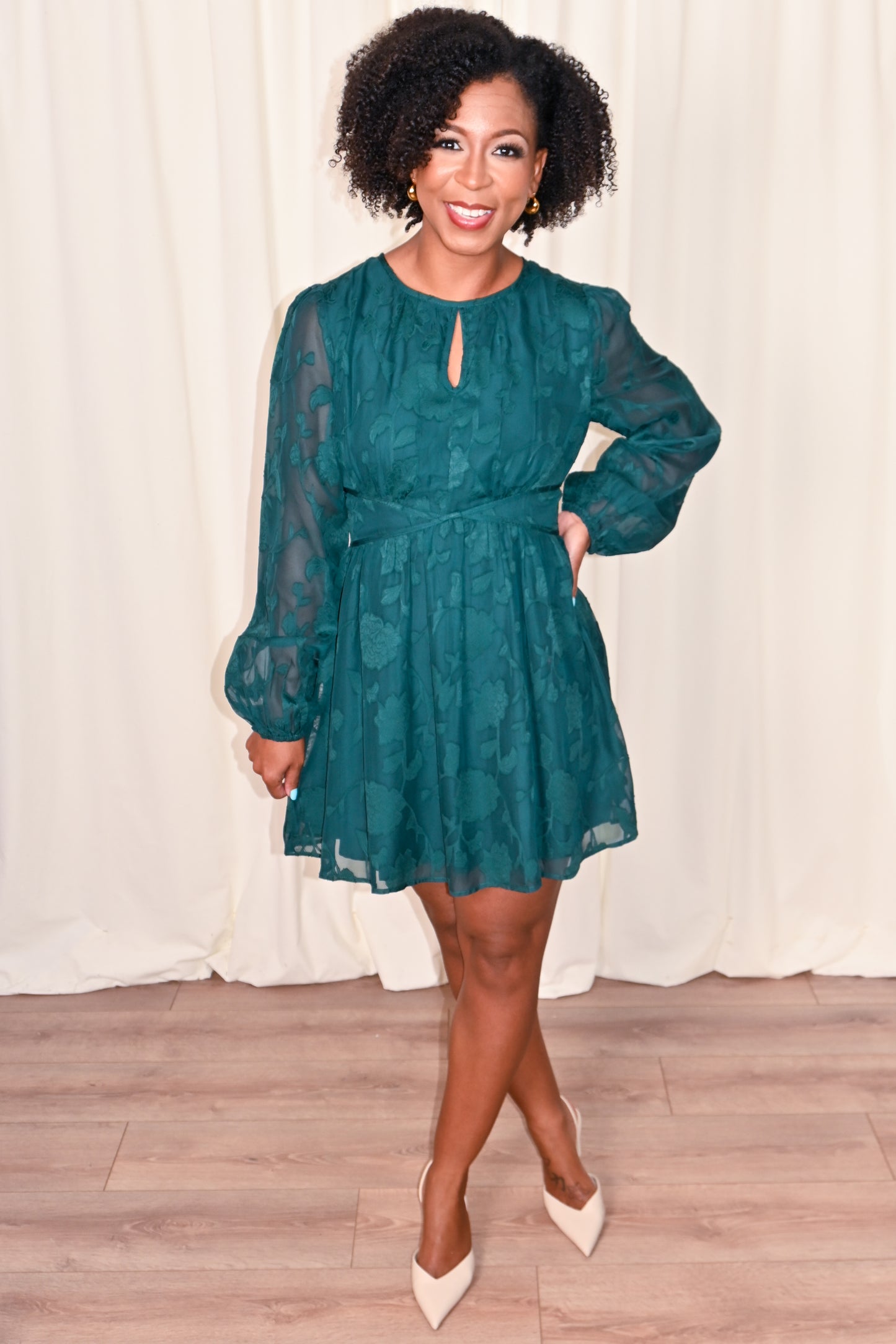Botanical Whipser Mini Dress (S-3X)