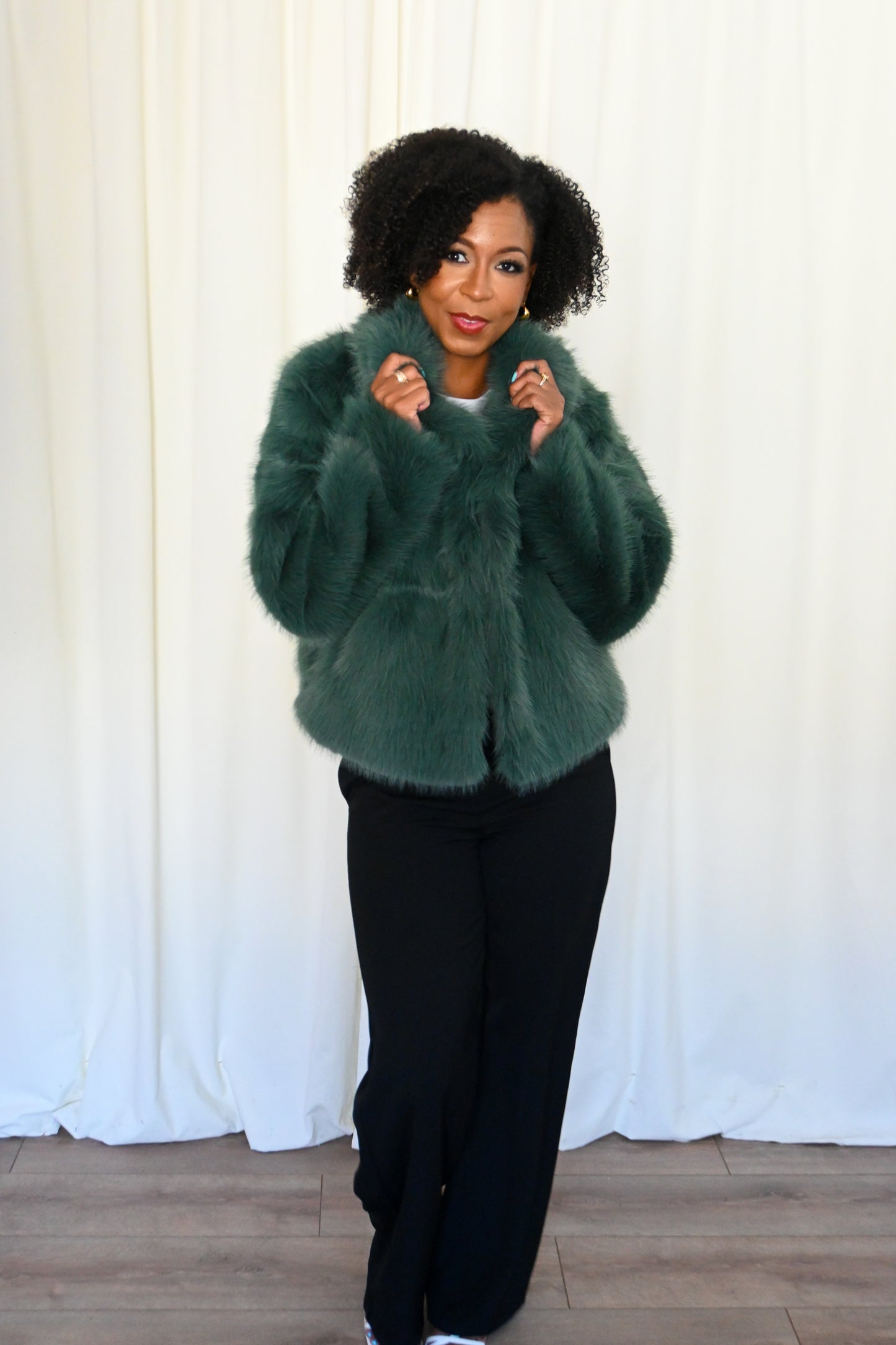 Green Faux Fur Coat