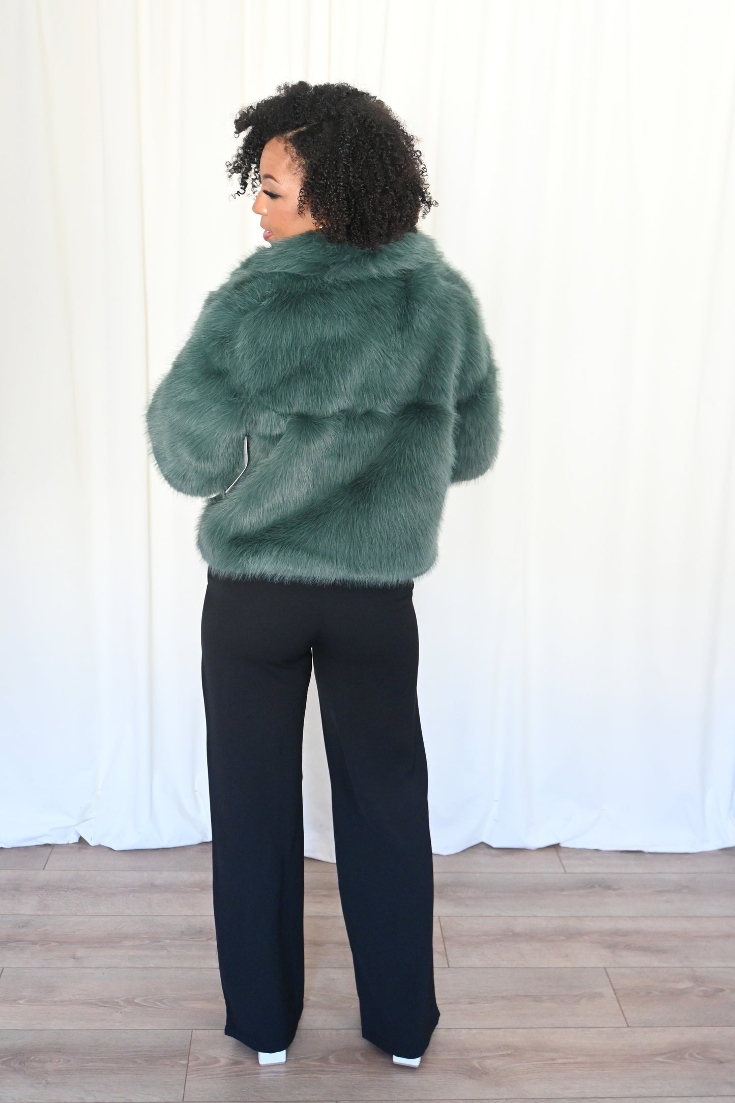 Green Faux Fur Coat