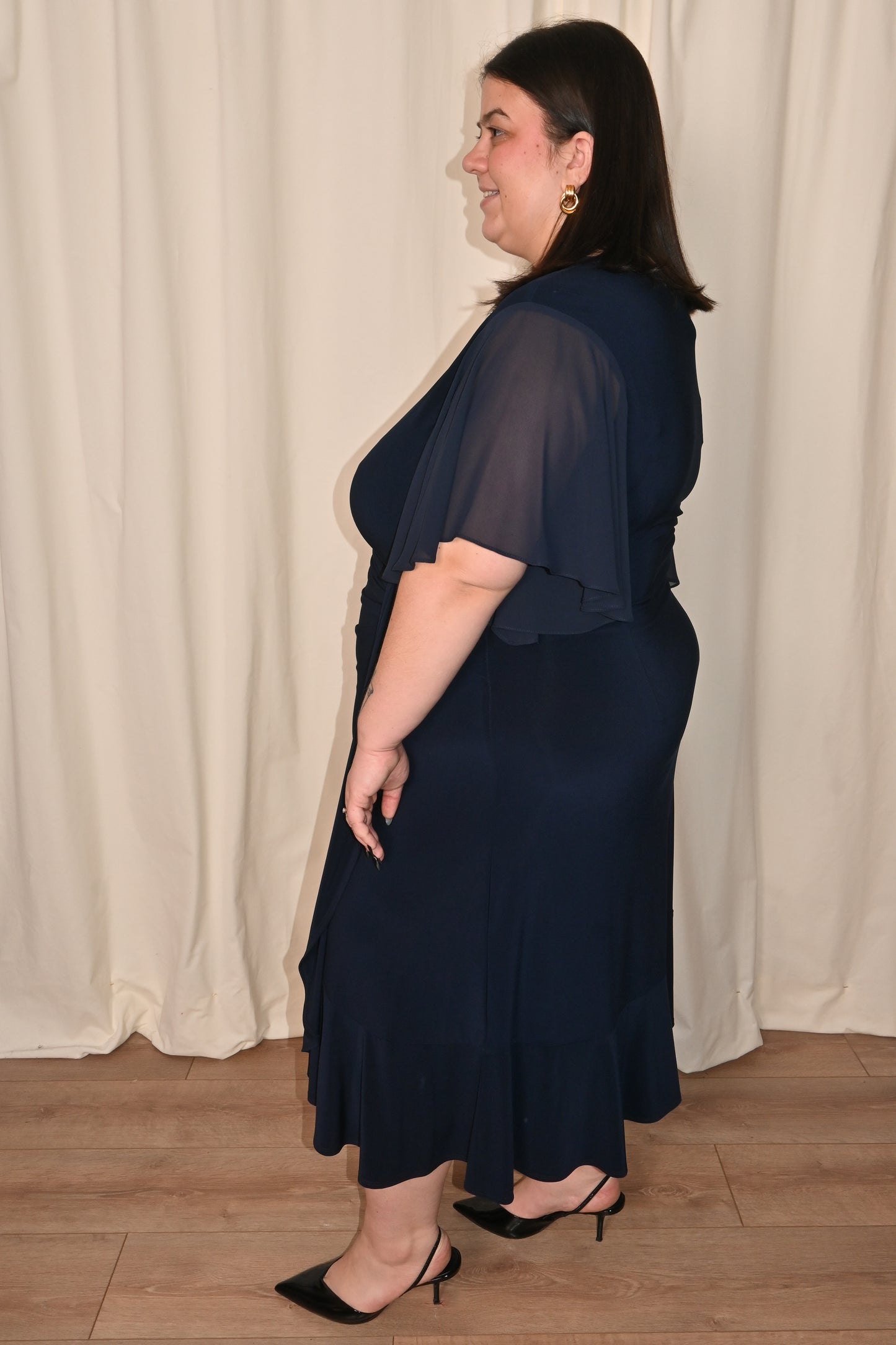 CURVE Chiffon Flowy Faux Wrap Dress