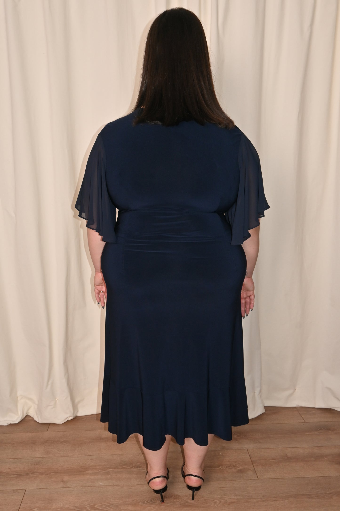 CURVE Chiffon Flowy Faux Wrap Dress