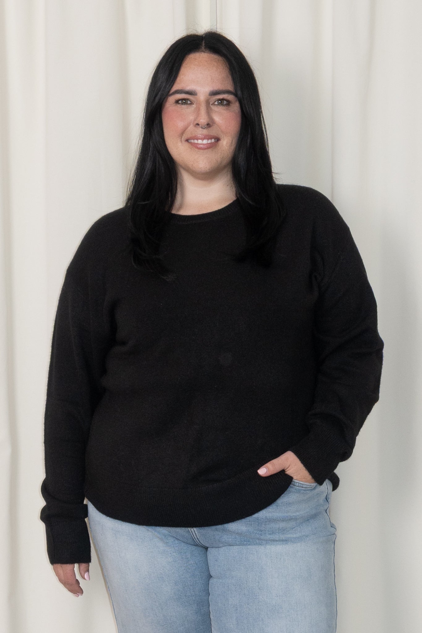 Oversized Knit Crew (S-XXXL ; Grey & Black)