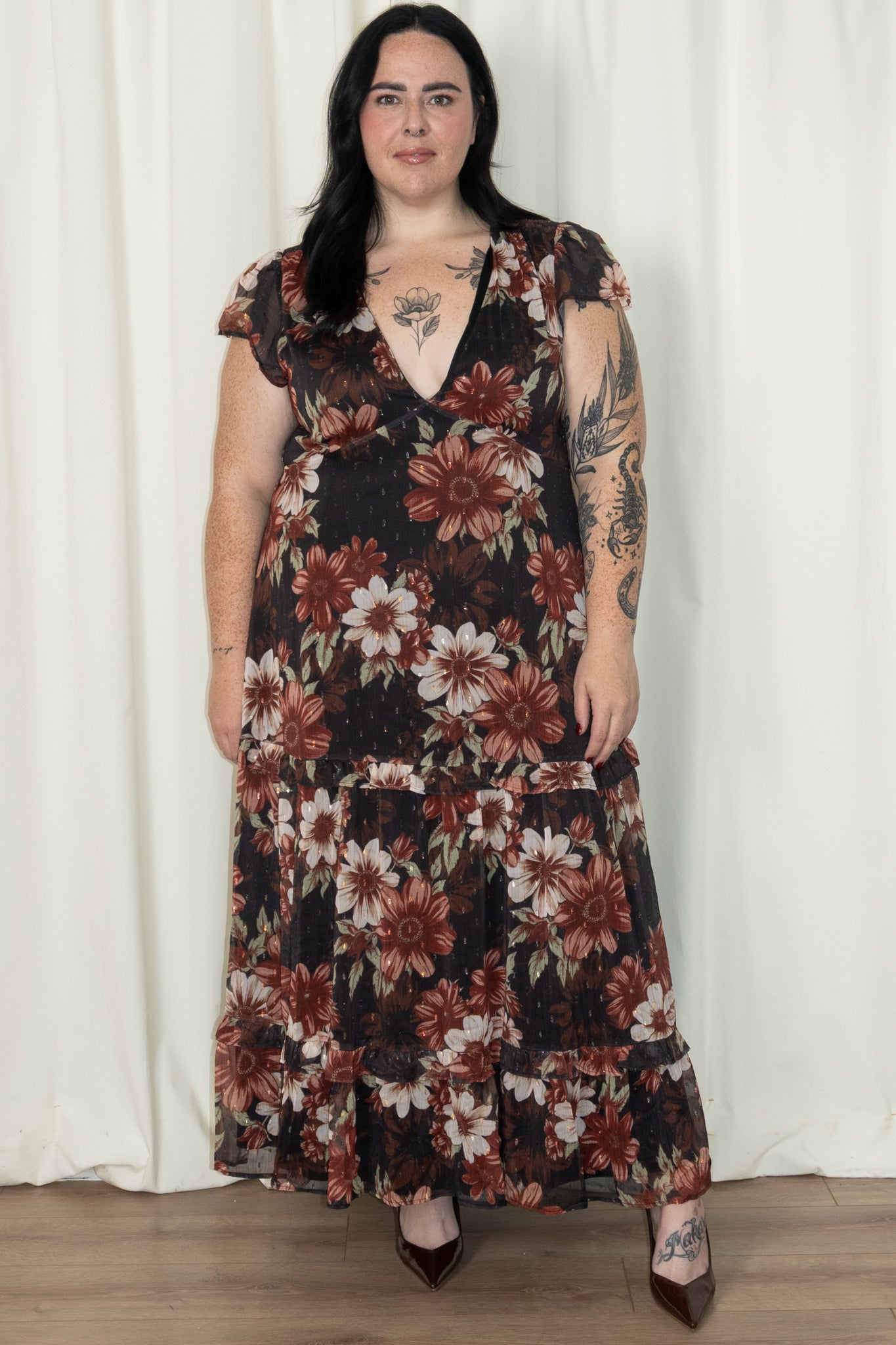 Floral Midi Dress (S-3X)