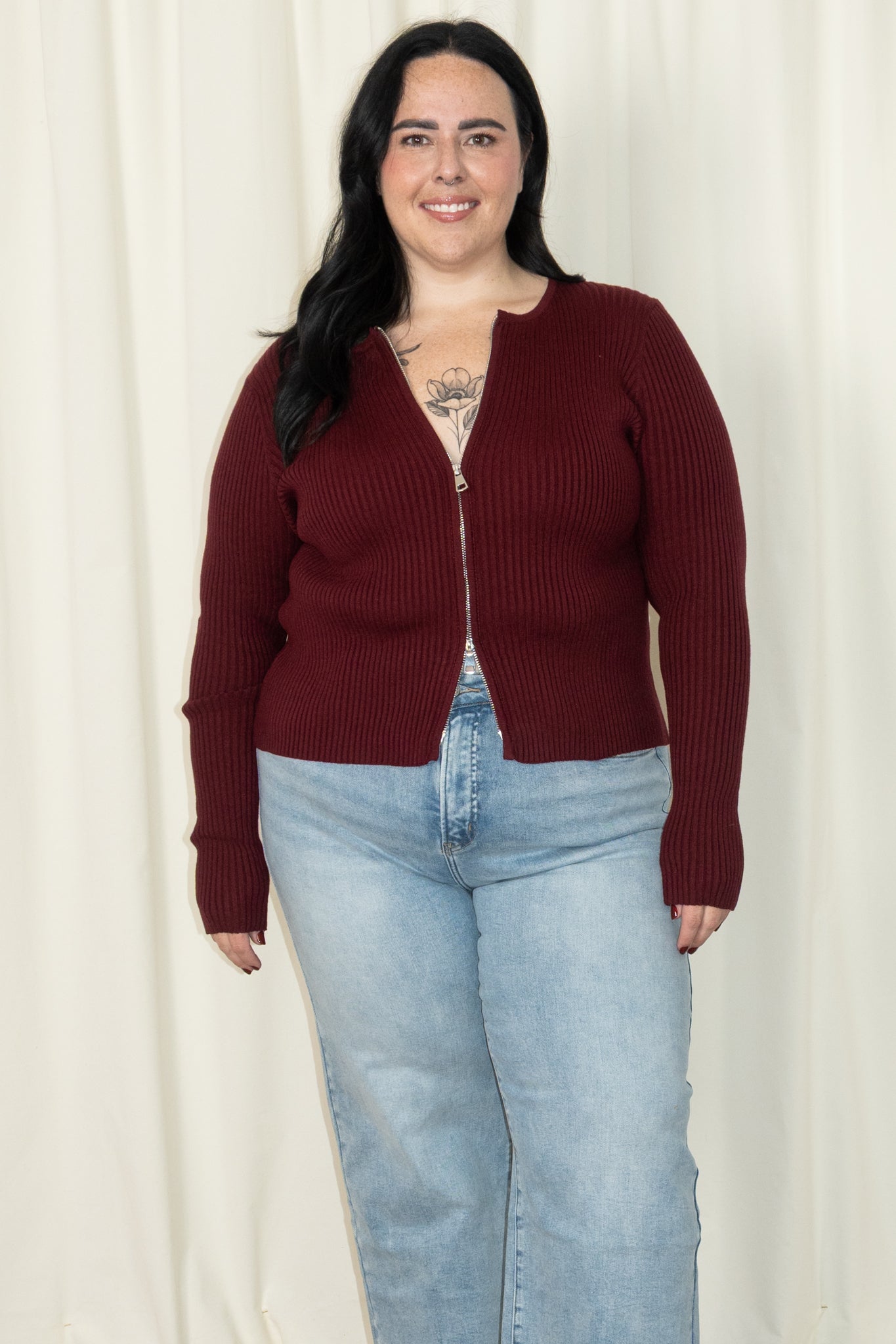 Double Zip knit Top (S-3X)