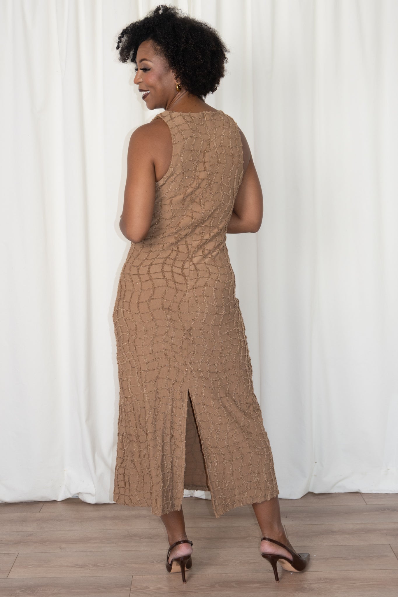 Textured Lurex Midi Dress (S-3X)