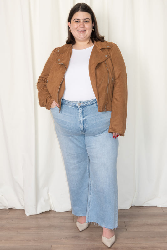 Faux Suede Moto Jacket (S-2X)