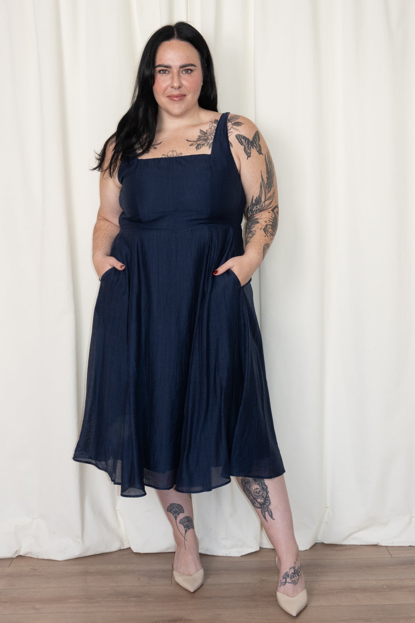 Square Neck Midi Dress (S-3X)