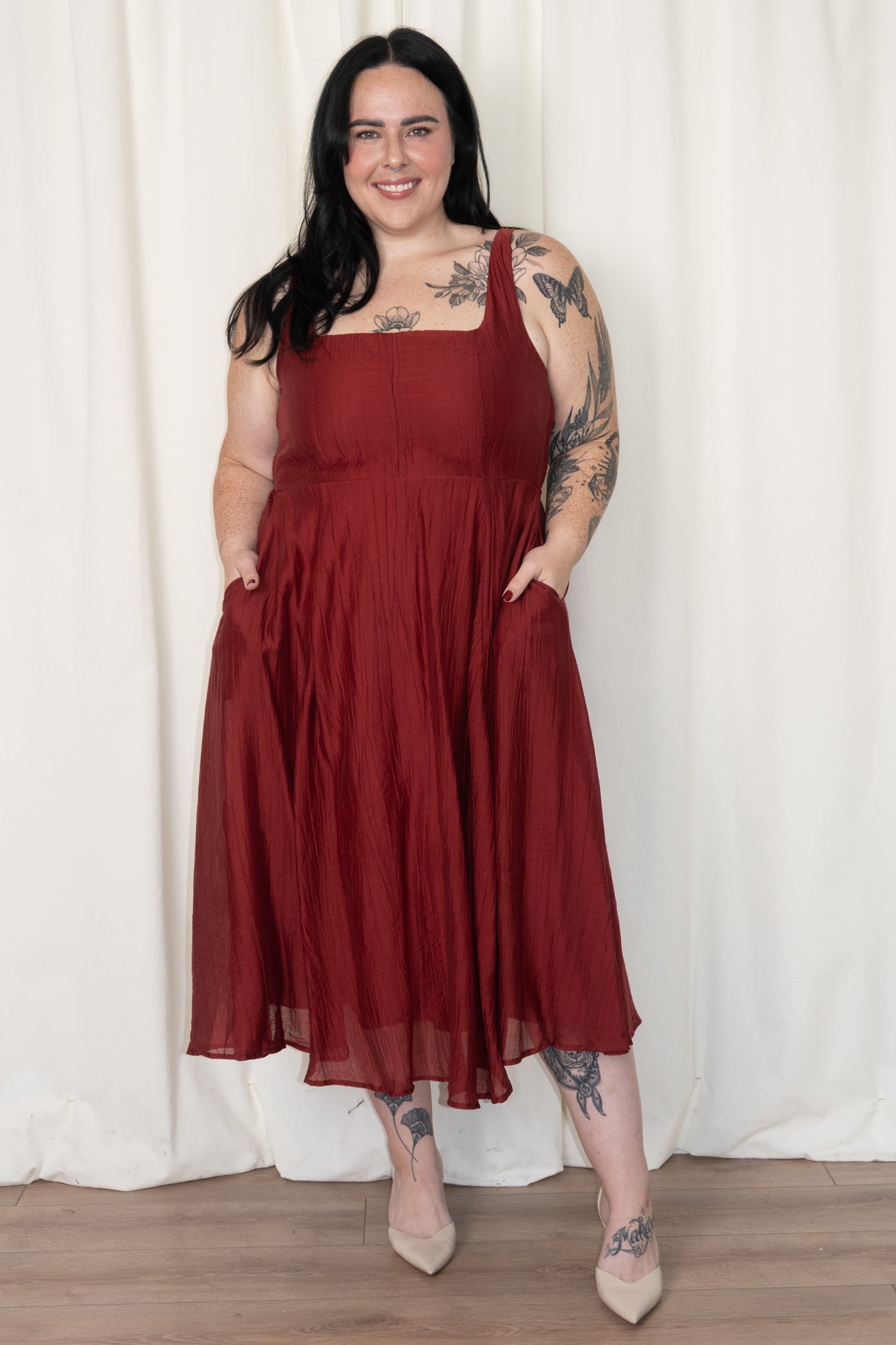 CURVE Square Neck Midi Dress