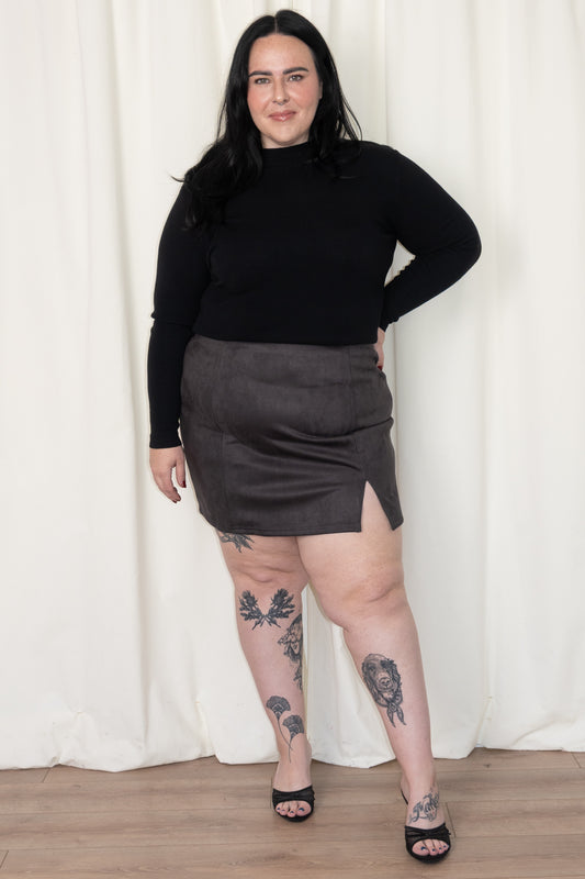 Faux Suede Mini Skirt (S-2X)