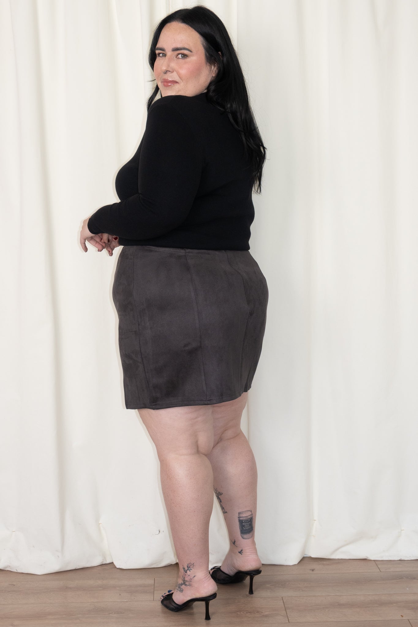 Faux Suede Mini Skirt (S-2X)