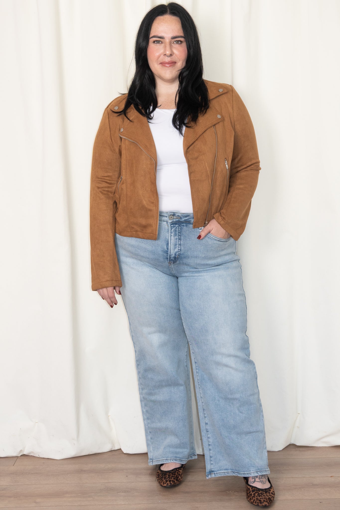 Faux Suede Moto Jacket (S-2X)