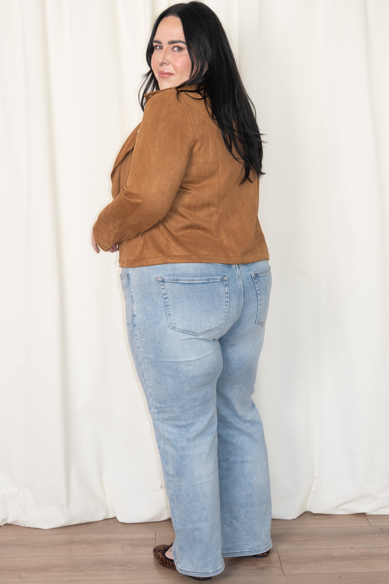 Faux Suede Moto Jacket (S-2X)