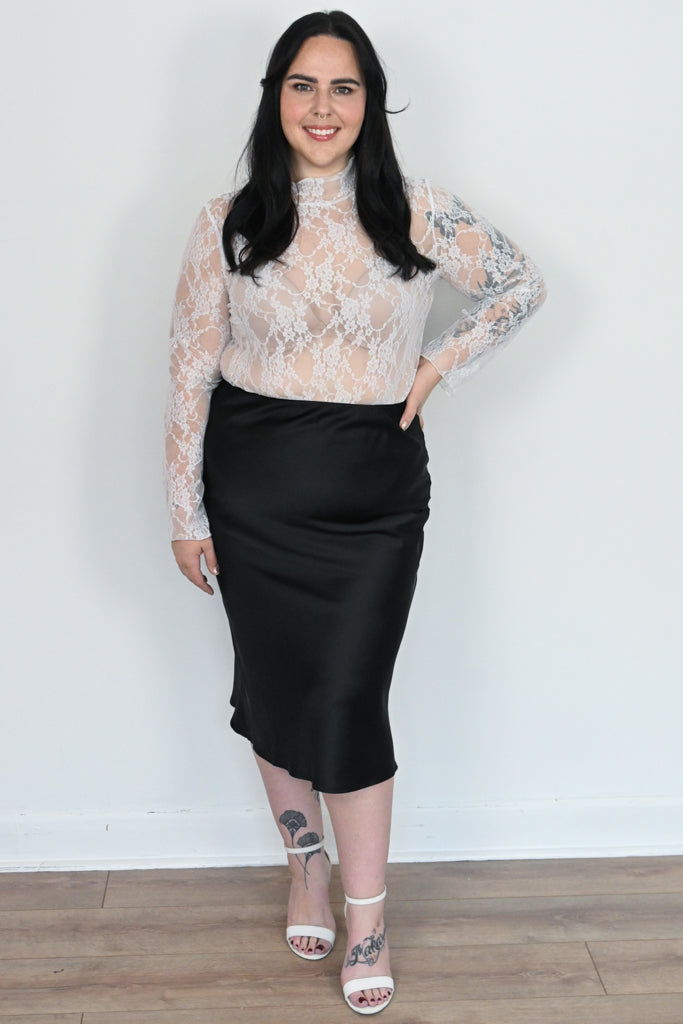 Midi Satin Slip Skirt (S-3X)