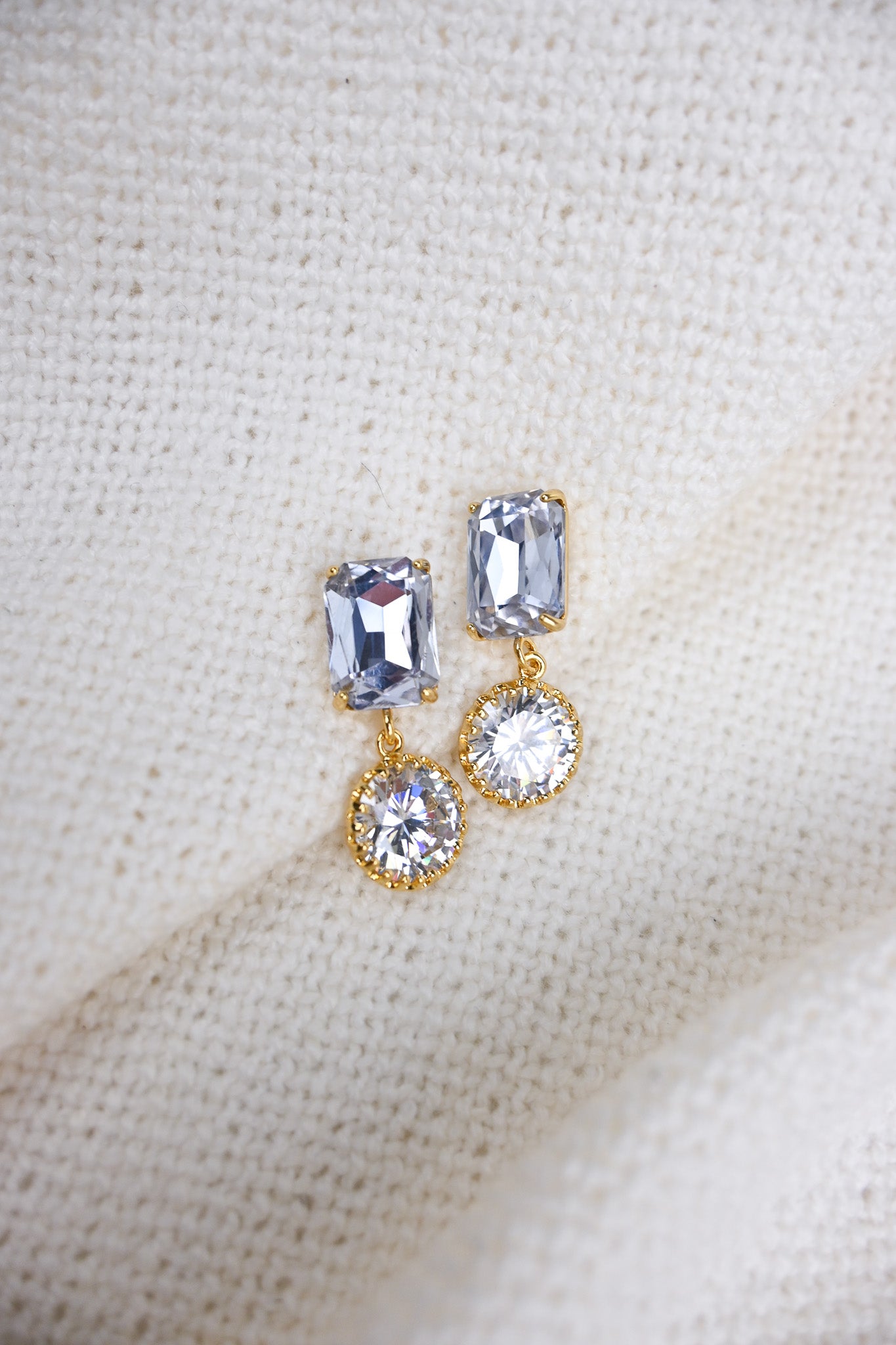 Purple stone drop earrings, wedding jewelry, gold plated jewelry