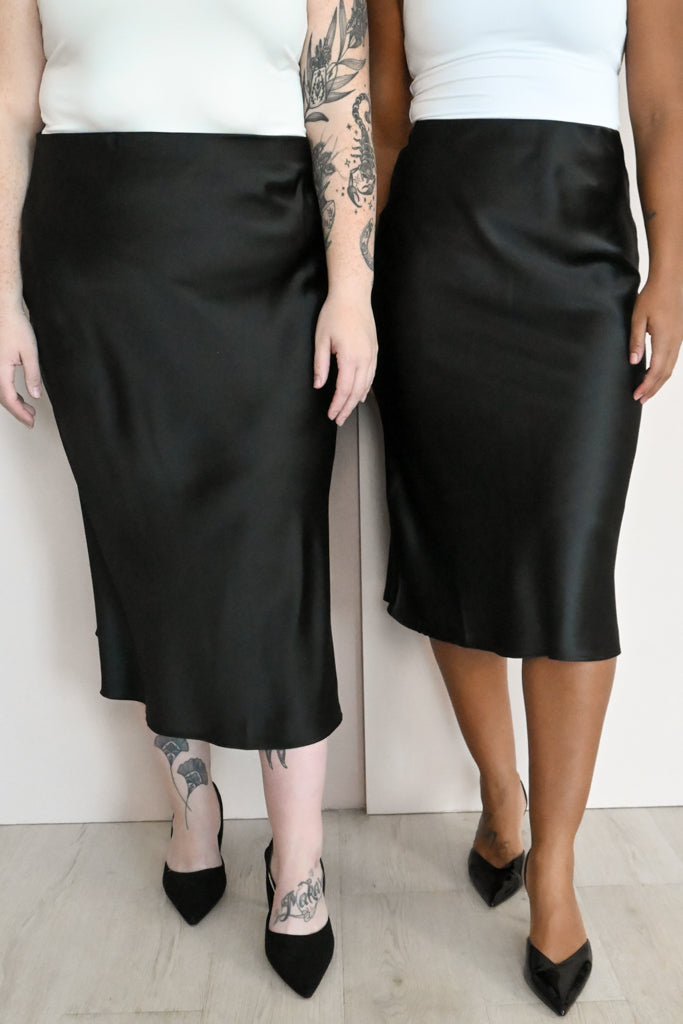 Midi Satin Slip Skirt (S-3X)