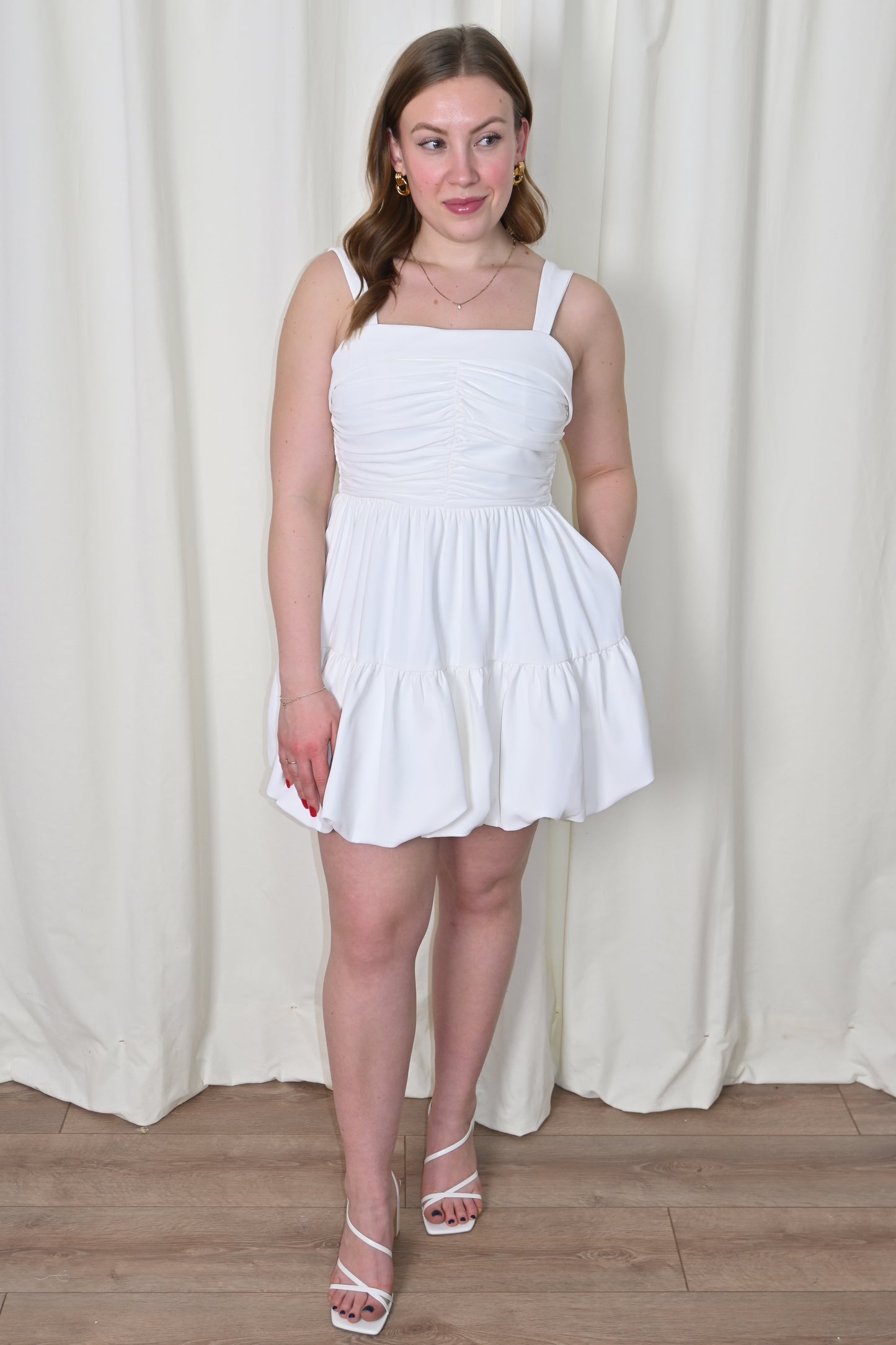 Pleated Bodice Mini Dress