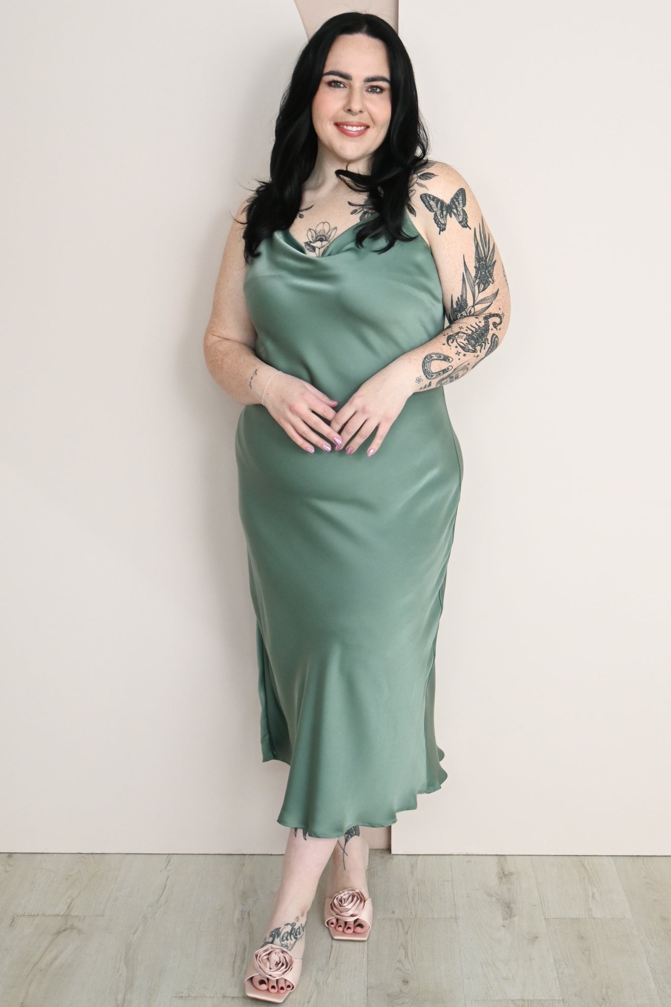 CURVE Satin Slip Dress (2 colors)